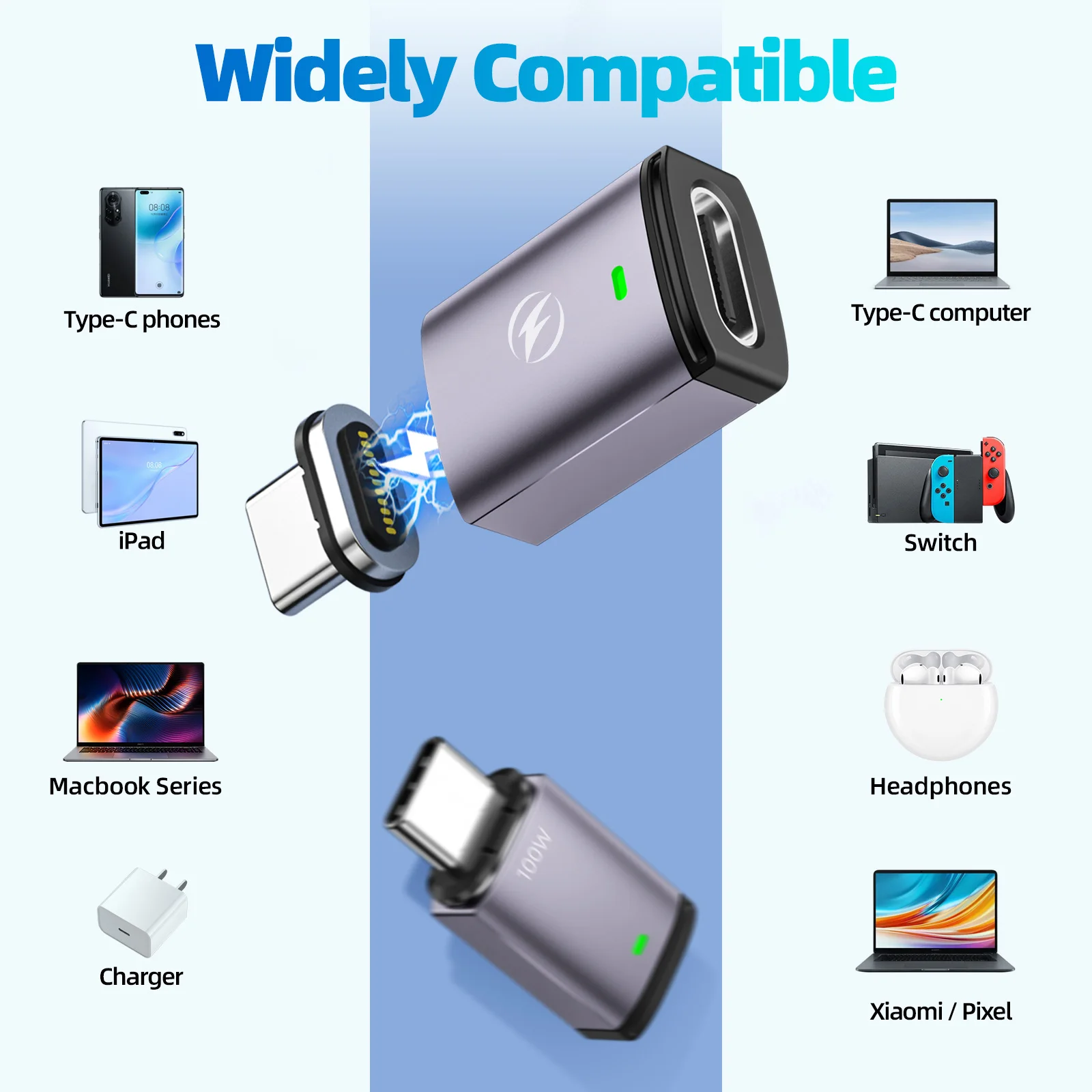 Magnetic 100W USB Type C Fast Charging Adapter