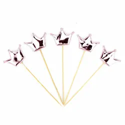Elegant Crown Star Cake Toppers - Set of 5, Gold & Silver for Celebrations and Weddings (15)