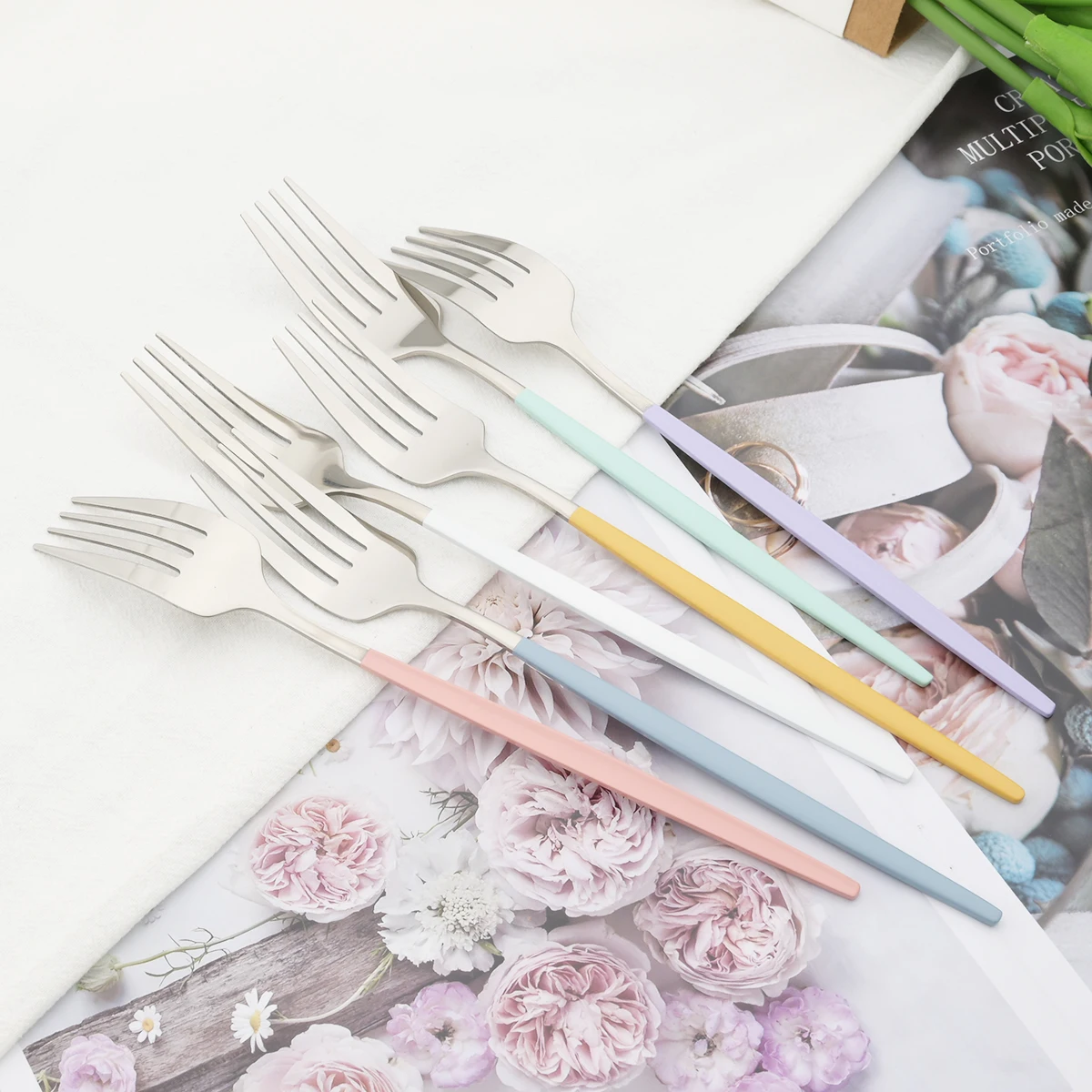 New Purple Dinnerware Set Knife Fork Tea Spoon Cutlery Set Stainless Steel Silverware Western Kitchen Dinner Tableware Flatware