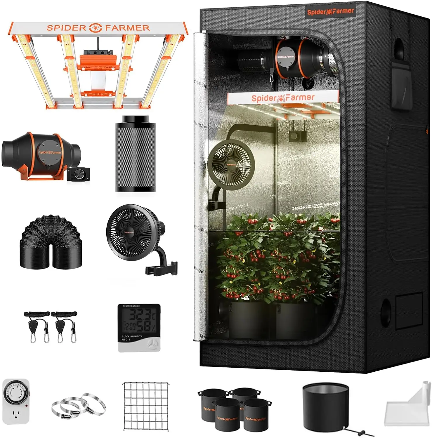 Grow Tent Kit Complete 3x3x6ft G3000 Bar Style LED Grow Light Full Spectrum Tent Complete System 36"x36"x70" Indoor