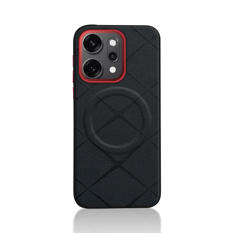 ELVEV Magnetic Luxury Embossed PU Leather Phone Case with Wireless Charging and Anti-Fall Protection