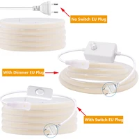 220V หรี่แสงได้ COB LED Neon Strip Light สวิตช์หรี่ไฟชุดปลั๊กกันน้ํา 288 LED Flex Tube โคมไฟสูง Bright WARM/สีขาวธรรมชาติ 3