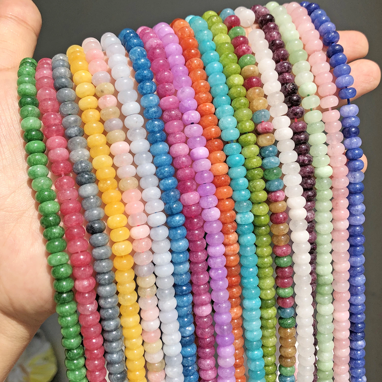 4x6mm Natürliche Abacus Rondelle Jade Quarz Perlen Stein Flache Runde DIY Charms Armbänder Lose Perlen Für Schmuck Machen liefert