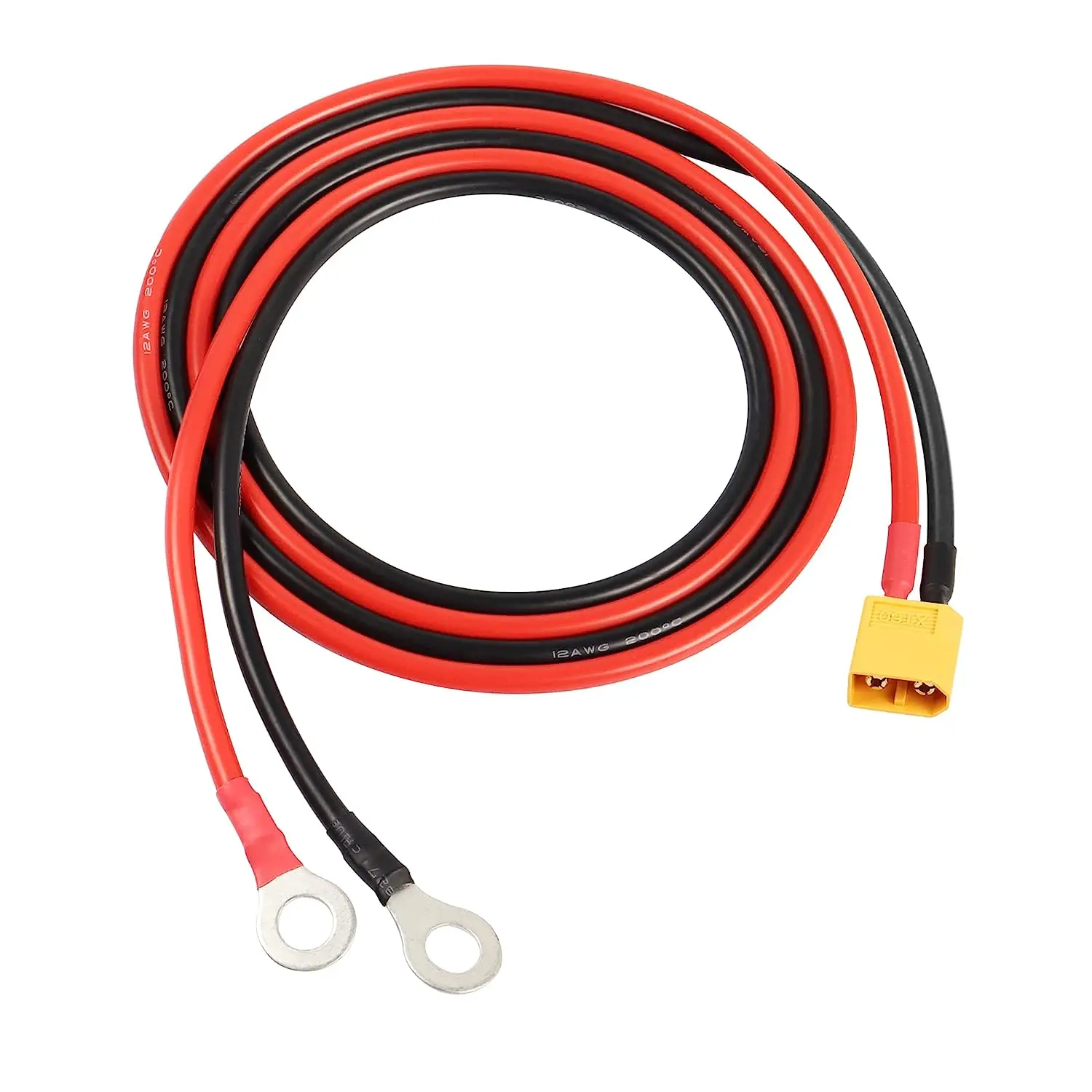 

XT60 to O Ring Terminal Cable,XT60 Male to O Ring Connector Cable,with 1M 12AWG Silicon Wire,for RC Lipo Battery FPV Racing Dron