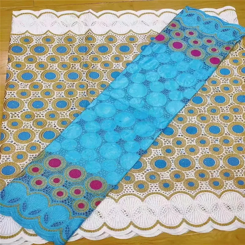 

2.5 y Swiss lace fabric +2.5 y Bazin Riche Brode embroidery African 100% cotton fabrics Swiss voile lace popular Dubai style