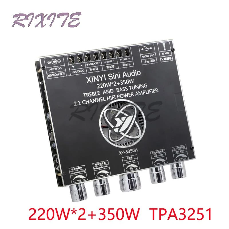 2*220W+350W Bluetooth 5.1 TPA3251D2 Subwoofer Audio Power Amplifier Board 2.1 Channel Class D Audio Amplifier Home Theater AUX
