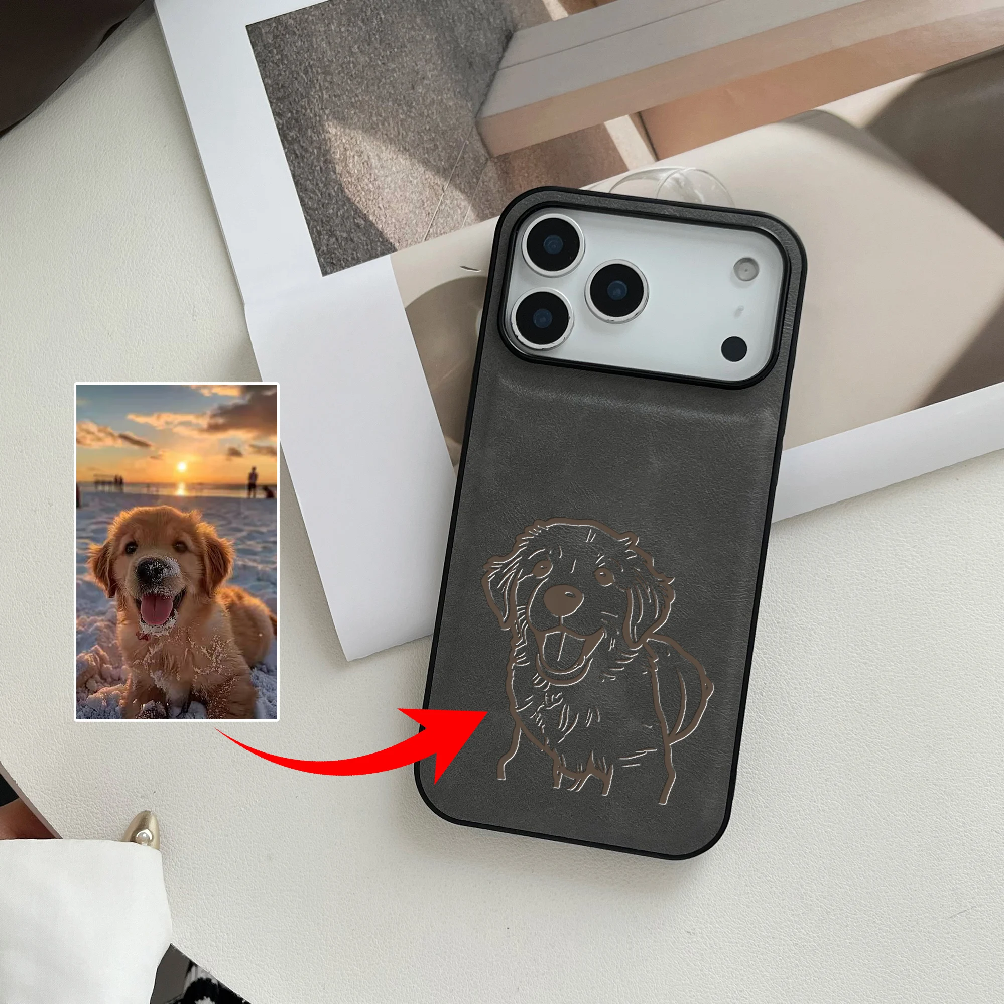 Custom DIY Photo Personalized Sketch 3D Laser Engraving Soft Faux thumbnail 4