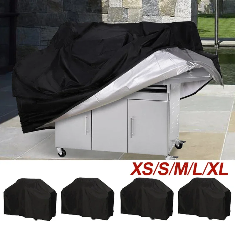 BBQ Cover Outdoor Dust Waterproof Weber Heavy Duty Grill Cover Rain Protective Outdoor Barbecue Square 6 Sizes Black