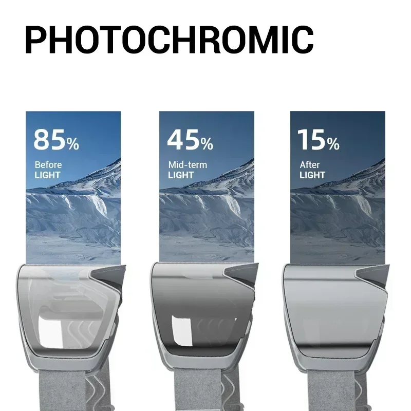 KAPVOE Outdoor Photochromic Ski Glasses Men Women Sports Snow Mountain Double Anti-Fog Glasses Winter Snowboarding Snow Skiing 4