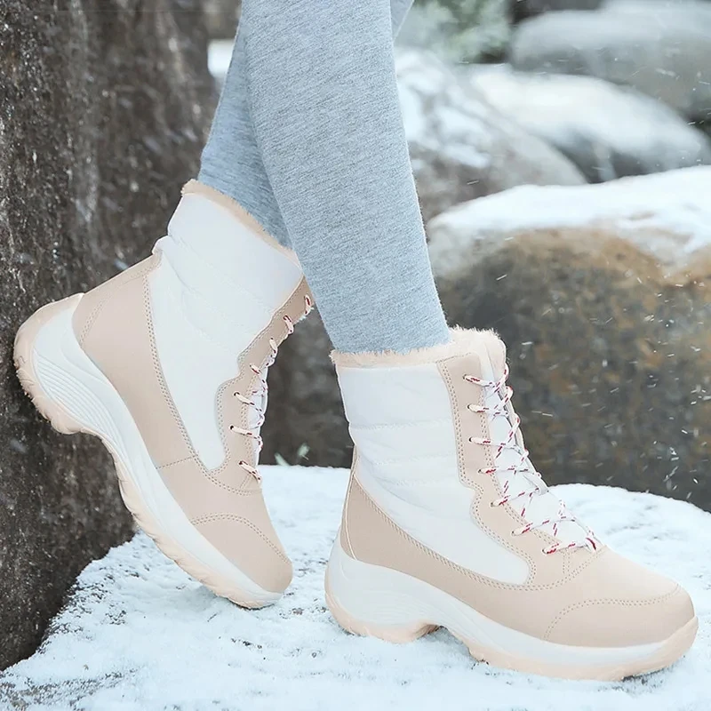 

Women Boots 2023 Trend Fur Ankle Boots Platform Snow Bota Snow Bota Mujer Keep Warm Snow Winter Shoes Female Botines Thickened