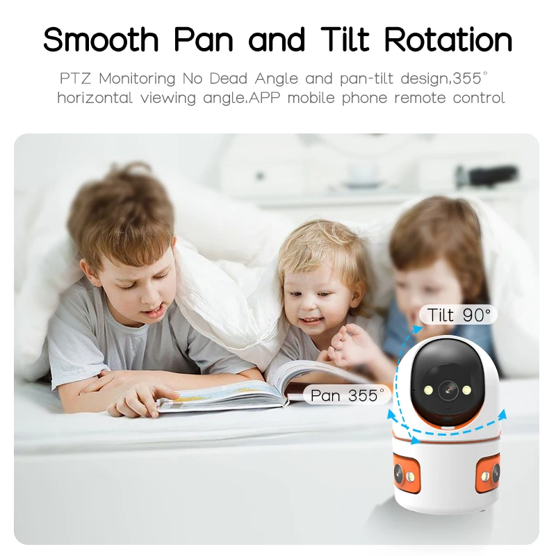 15MP WiFi Security Camera 360° PTZ Webcam AI Human Detection Baby monitor Cam10X Zoom Three Screen Three lens Smart Home Camera 4