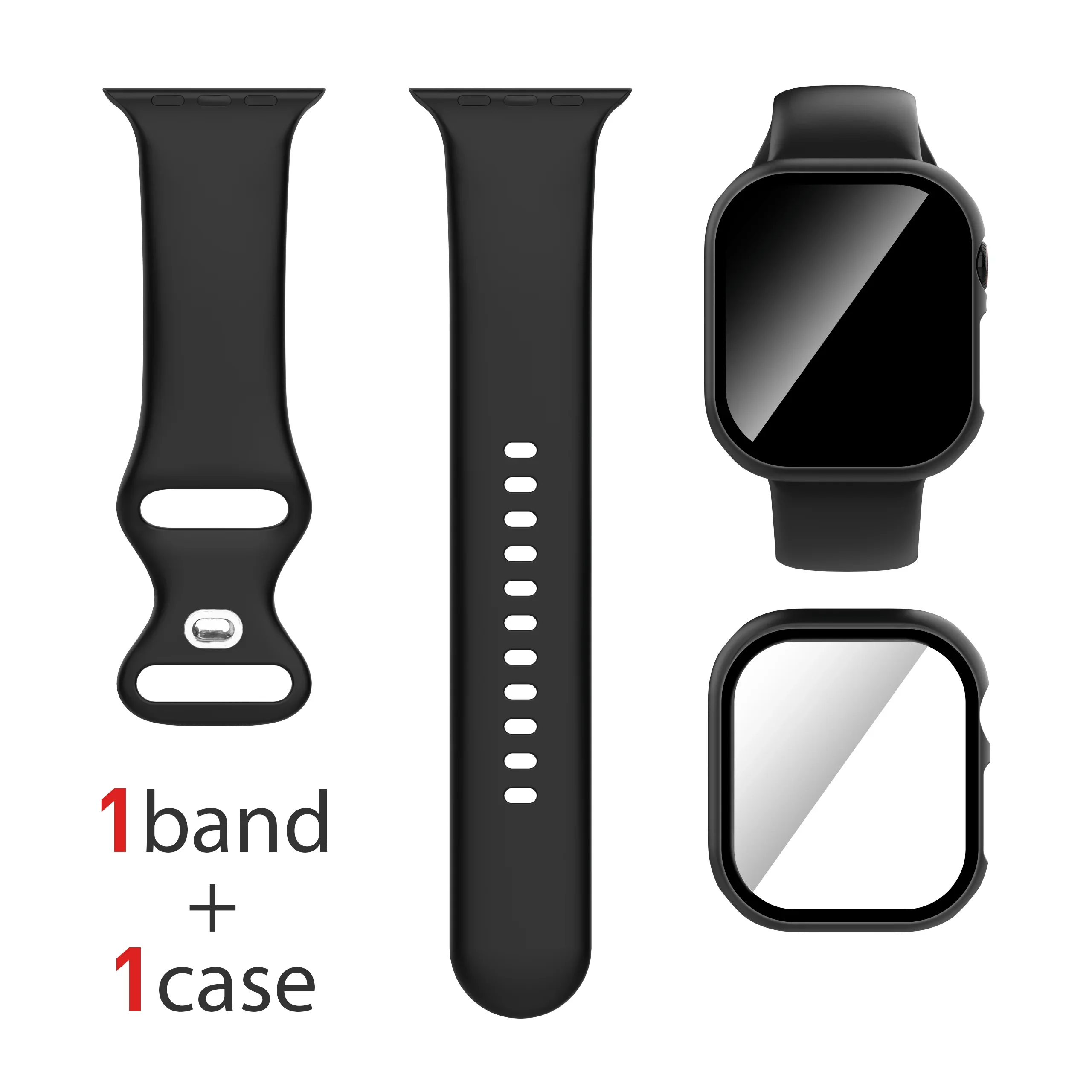 Dual Silicone Strap & Case Set for Apple Watch - Full Coverage Protection in 16 Colors