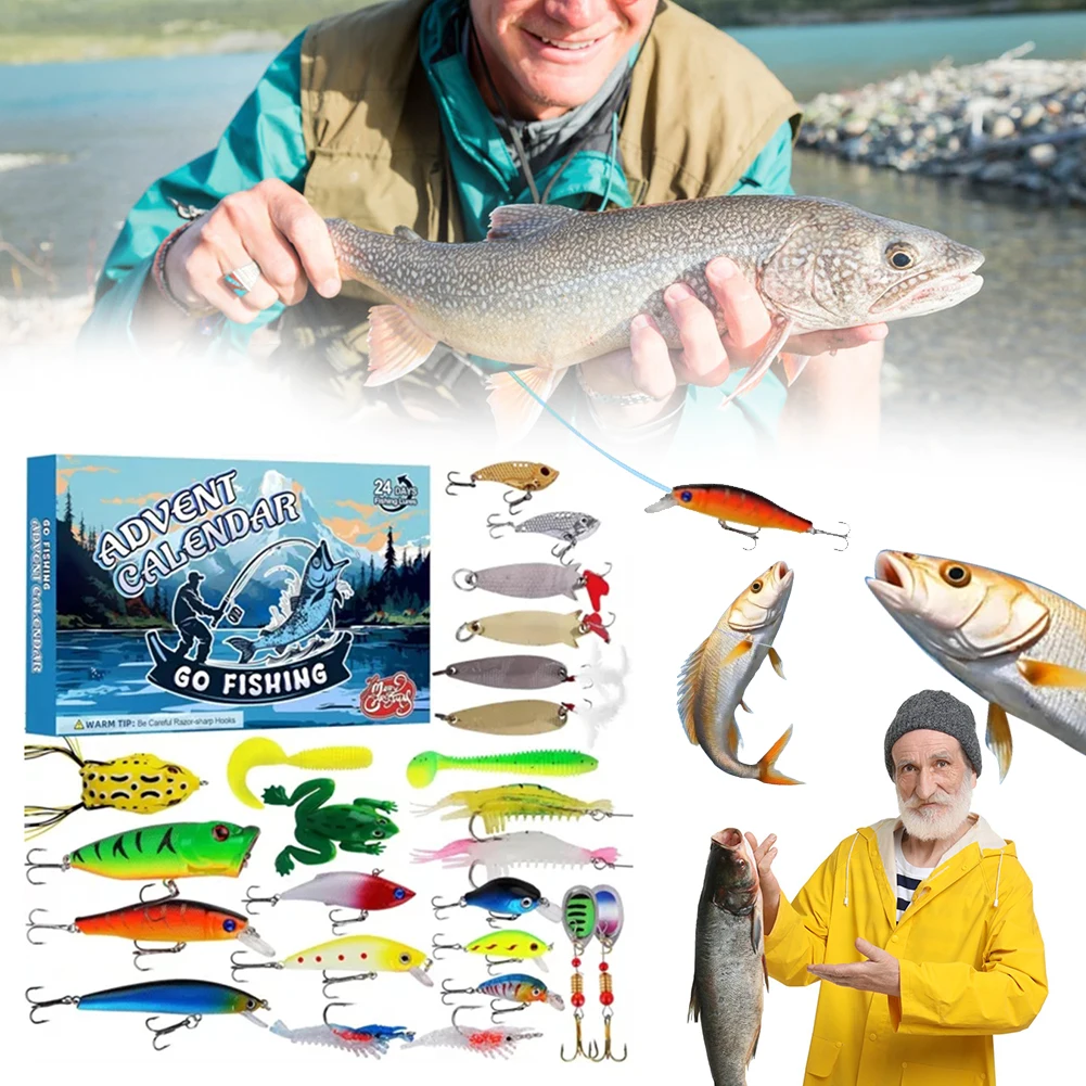 Christmas Eve Fishing Advents Calendar Assorted Fishing Lure Toys Daily Accessories Present Box For Lovers