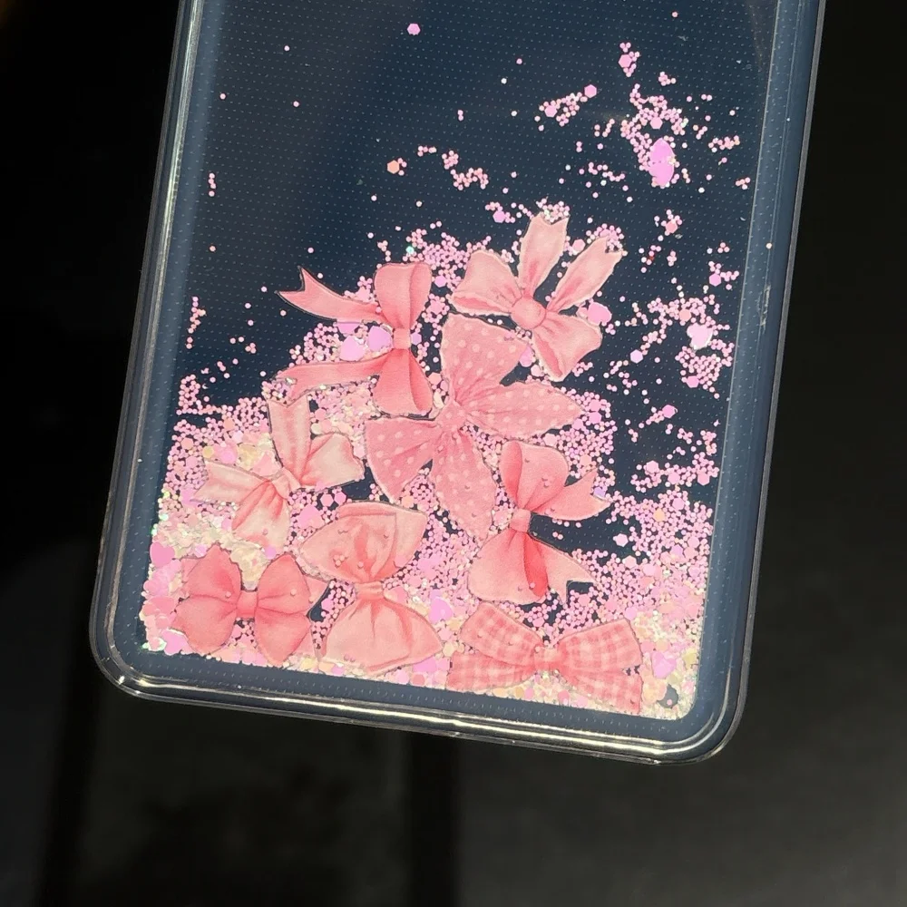 Luxury Glitter Quicksand Bowknot Bling Transparent Shockproof Acrylic Case