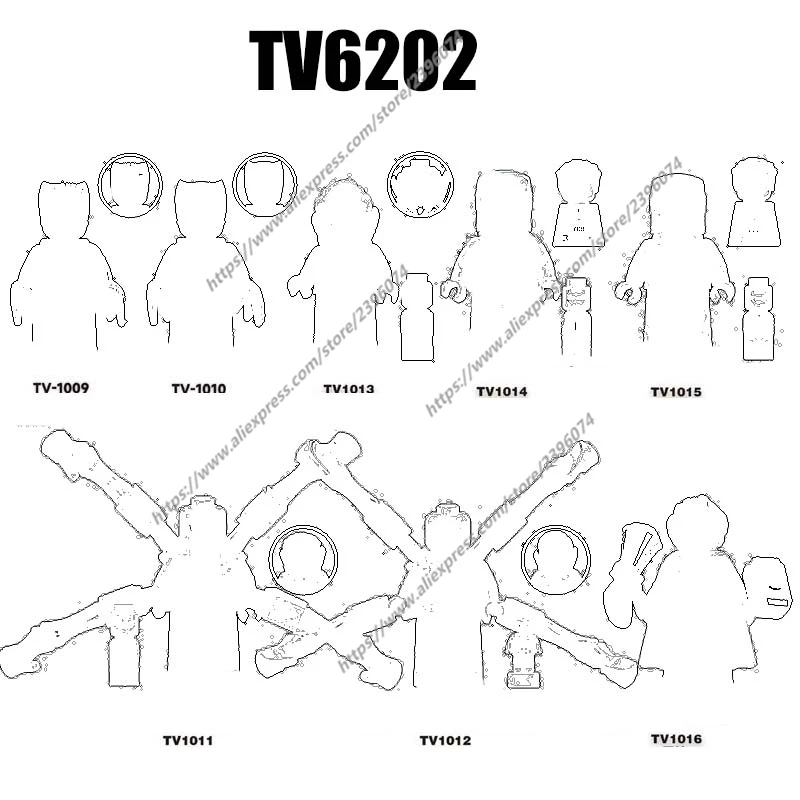 

1 шт., фигурки-конструкторы TV6202 TV1009 TV1010 TV1011 TV1012 TV1013 TV1014 TV1015 TV1016