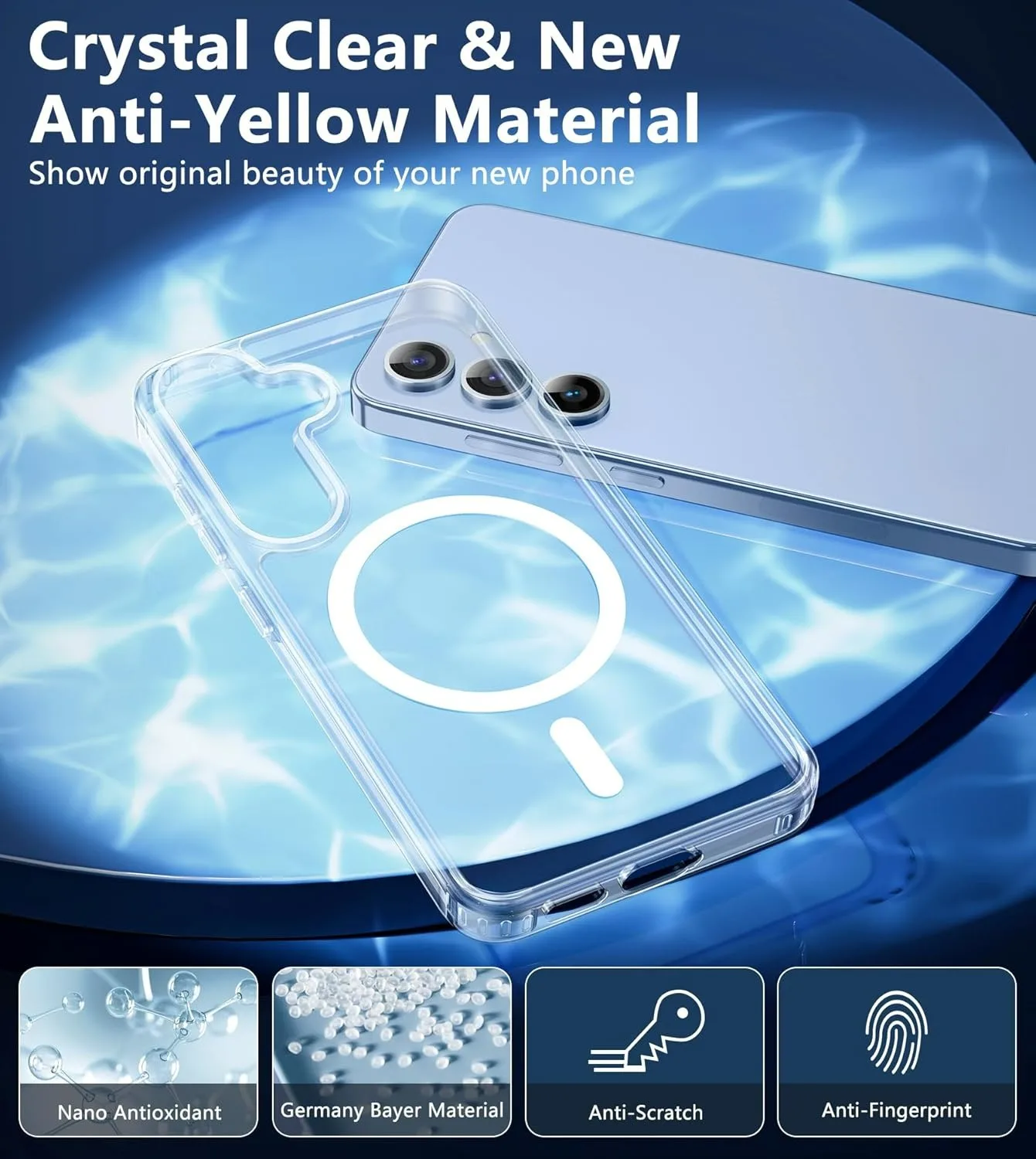 MagSafe-Ready Clear Shockproof Magnetic Phone Case with Wireless Charging Capability