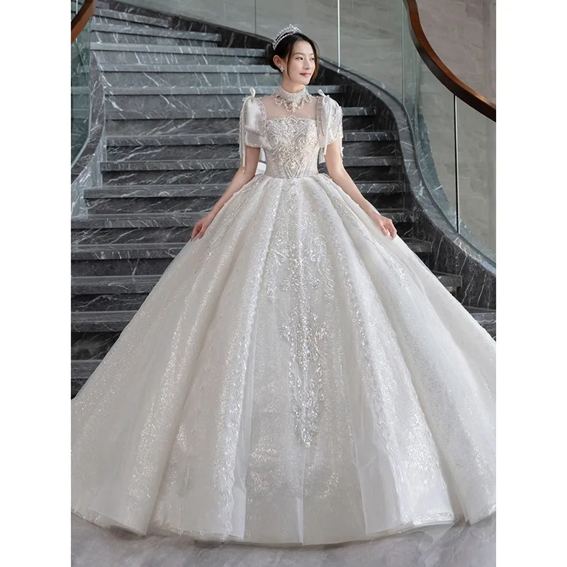 

Sweet Wedding Dresses Luxury High-end Ball Gown Shinny Vestido De Noiva Robe De Mariee With Oversized Bow Customize