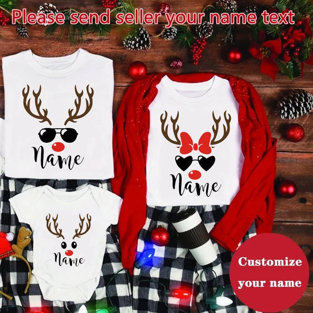 Jersey Christmas Family Matching Costumes Hoodie Adult Kids Xmas Elk Santa  Claus Embroidery Red Green Chritmas