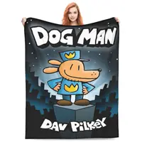 Throw Blanket Dog Man Dogman And Friend Micro Fleece Blanket Four Sizes Cartoon Portable Suitable For Sofa AntiPilling Blanket 1