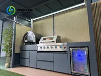 ชุดครัวกลางแจ้งพรีเมียมปี 2025 ทนทานต่อทุกสภาพอากาศ พร้อมเตาปิ้งย่างสแตนเลส อ่างล้างจาน ตู้เย็น และศาลาอะลูมิเนียมแบบกำหนดเอง 4