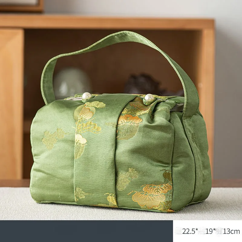 Fabric Tea Set Storage Bag Outdoor Travel Portable Tea Bag Teapot Tacup Cover Bowl Large Capacity Handheld Storage ZE969
