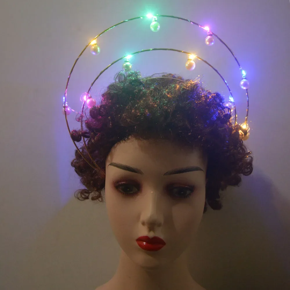 Haarband mit LED-Licht für Party GLOW BEAUTIFUL weiß