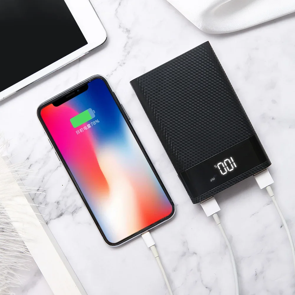 4*18650 보조베터리 케이스 10W 15000mAh USB 유형 C 배터리 보관함(스마트폰 충전용 배터리 보조베터리 쉘 없음)