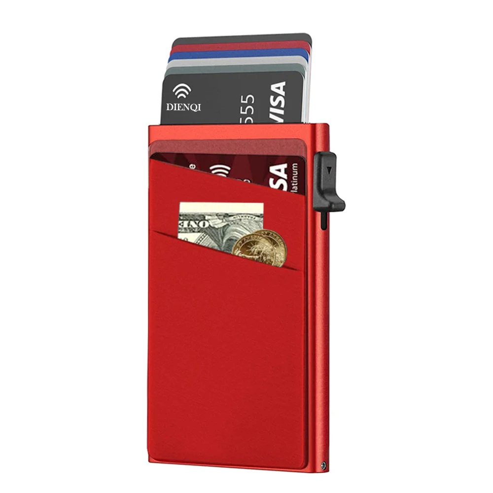 RFID-blockierende Kreditkarteninhaber-Geldbörsen für Herren, schlanke, minimalistische Geldbörse, Kartenetui, Diebstahlschutz, Metallgehäuse, Geldbeutel, Geldbörse, Reisen – Detail 10