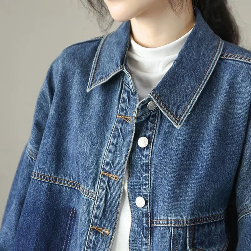 Women`s Jeans Jackets Blazer Tops Overcoat Y2k Retro Casual Coats Loose Trench Outerwear Street wear Women Tops Denim Coat Wear