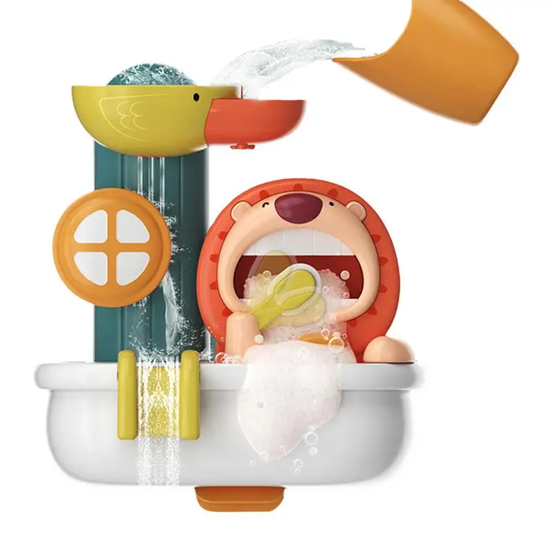 

Cute Animal Baby Bath Toy Lion Bath Bubble Shower Toy Wall Mount Waterfall Bathtub Toy With 4 Sucker Enjoy Bathing Fun