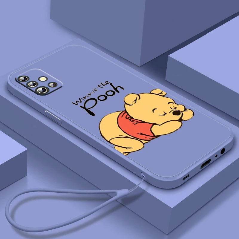 

Winnie the Pooh Friend Phone Case For Samsung Galaxy A73 A53 A33 A52 A32 A22 A71 A51 A21S A03S A50 4G 5G Liquid Rope Cover Funda