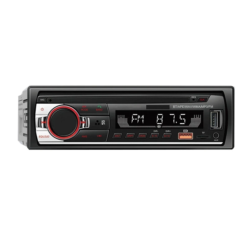 Фото Автомобильный Bluetooth MP3-плеер 12 в, FM-радио, стерео, громкая связь, стереоплеер, дисплей с подсветкой, прочный CD-плеер с USB-зарядкой №1