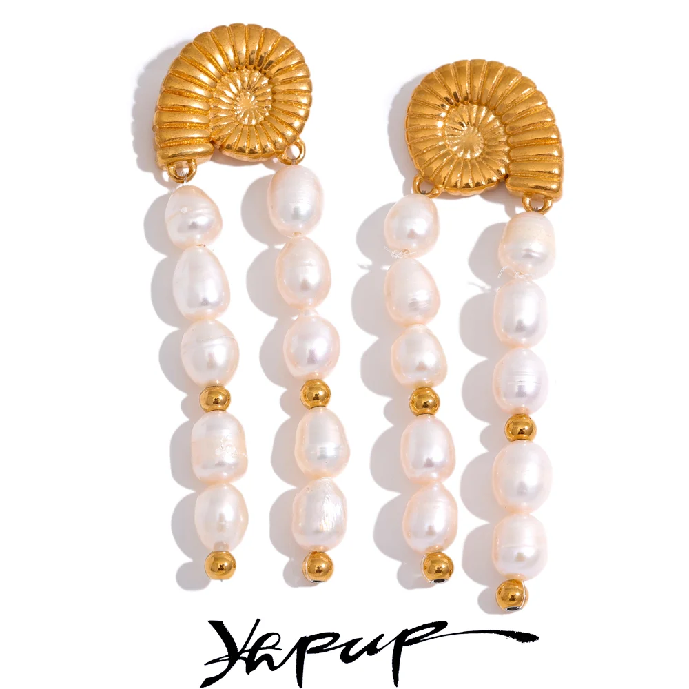 YhpupLuxuryWaterproofNaturalFreshwaterPearlsTasselDropStainless