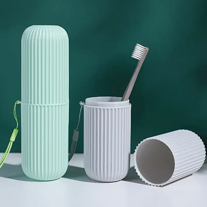Portable Travel Toothbrush Case With Mouthwash Cup For Bathroom_voghion.com
