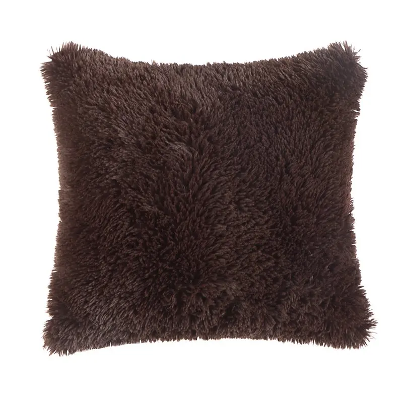 

Lux Shag Faux Fur Brown Pillow, 19 in x 19 in, Square