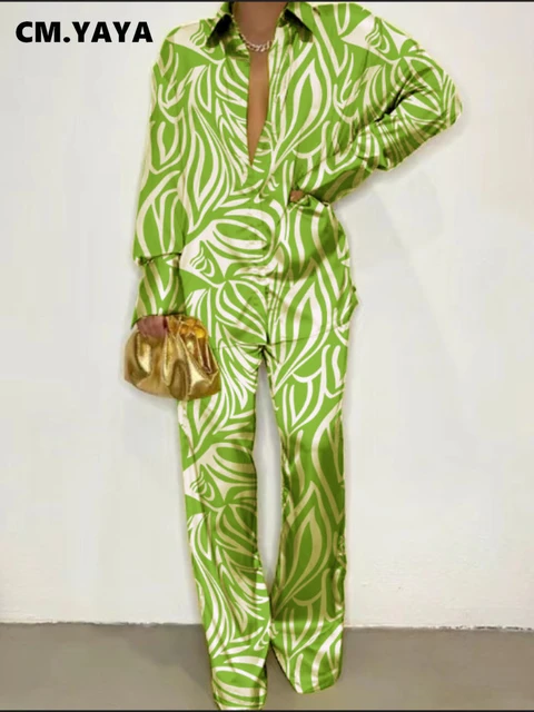 Zara Pajama Style Satin Co Ord Set Orange Geometric Print Size XL