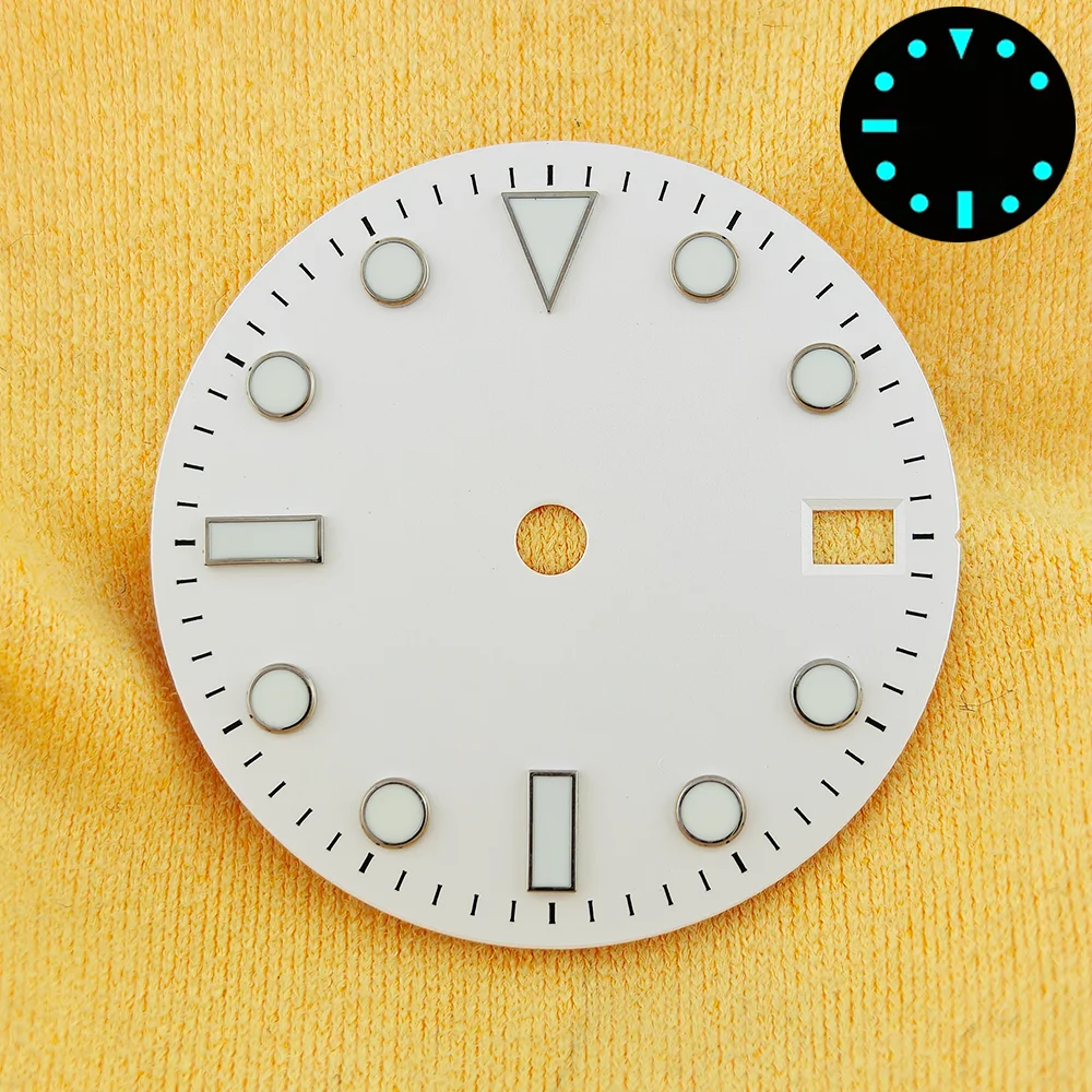 Enhanced Blue Luminous Watch Dial with Calendar - 28.5mm for Face Modification Parts