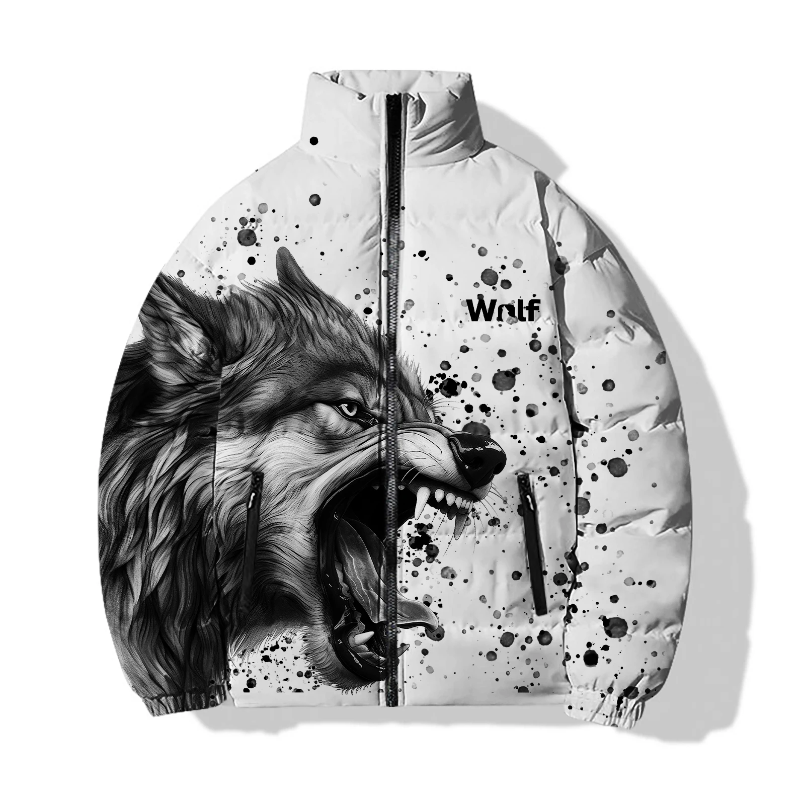 Parka de lobo para hombre, abrigos de invierno con estampado 3D para hombre, abrigos de invierno de alta calidad, cálidos, frescos, Y2K, nuevos abrigos de moda, parkas duraderas