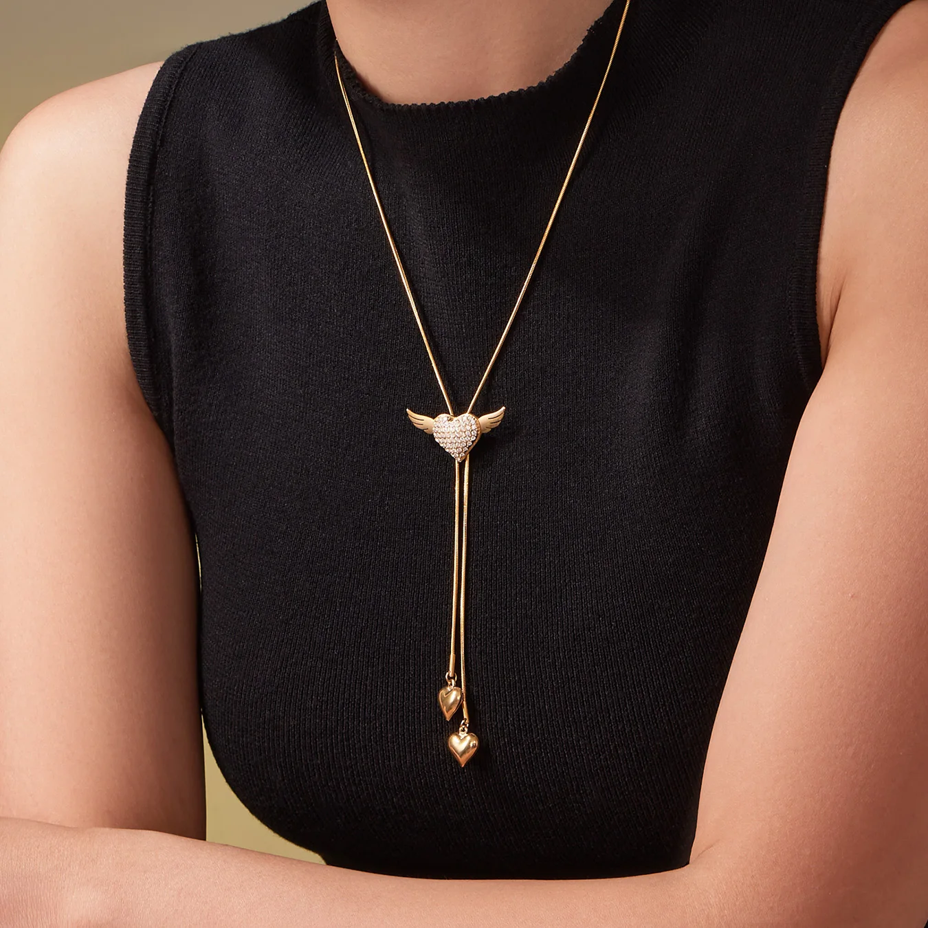 Neue Silber Gold Farbe Glänzenden Zirkon Anhänger Halskette frauen Einstellbare Edelstahl Vergoldet Lange Halskette Luxus Schmuck – Detail 3