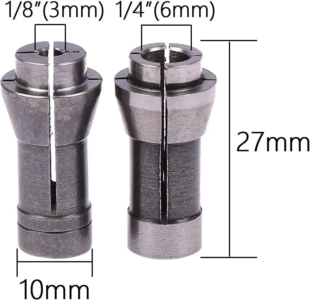 2 Pieces Die Grinder Collet Grinding Machine Clamping Collet 3mm and 6mm Collet Adapter Suitable for Pneumatic Grinders