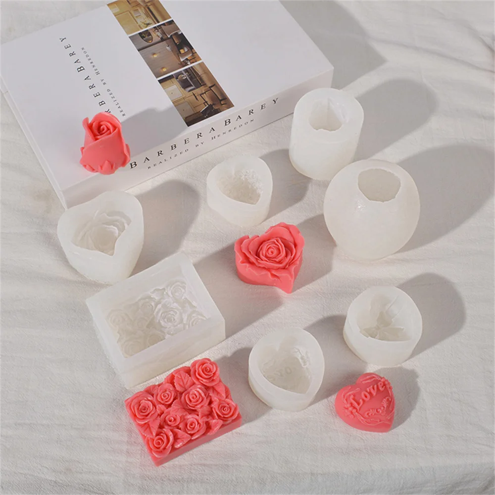 

Love Rose Candle Mold DIY Chocolate Handmade Soap Plaster Resin Gypsum Silicone Mould Valentine's Day Decoration Ornaments