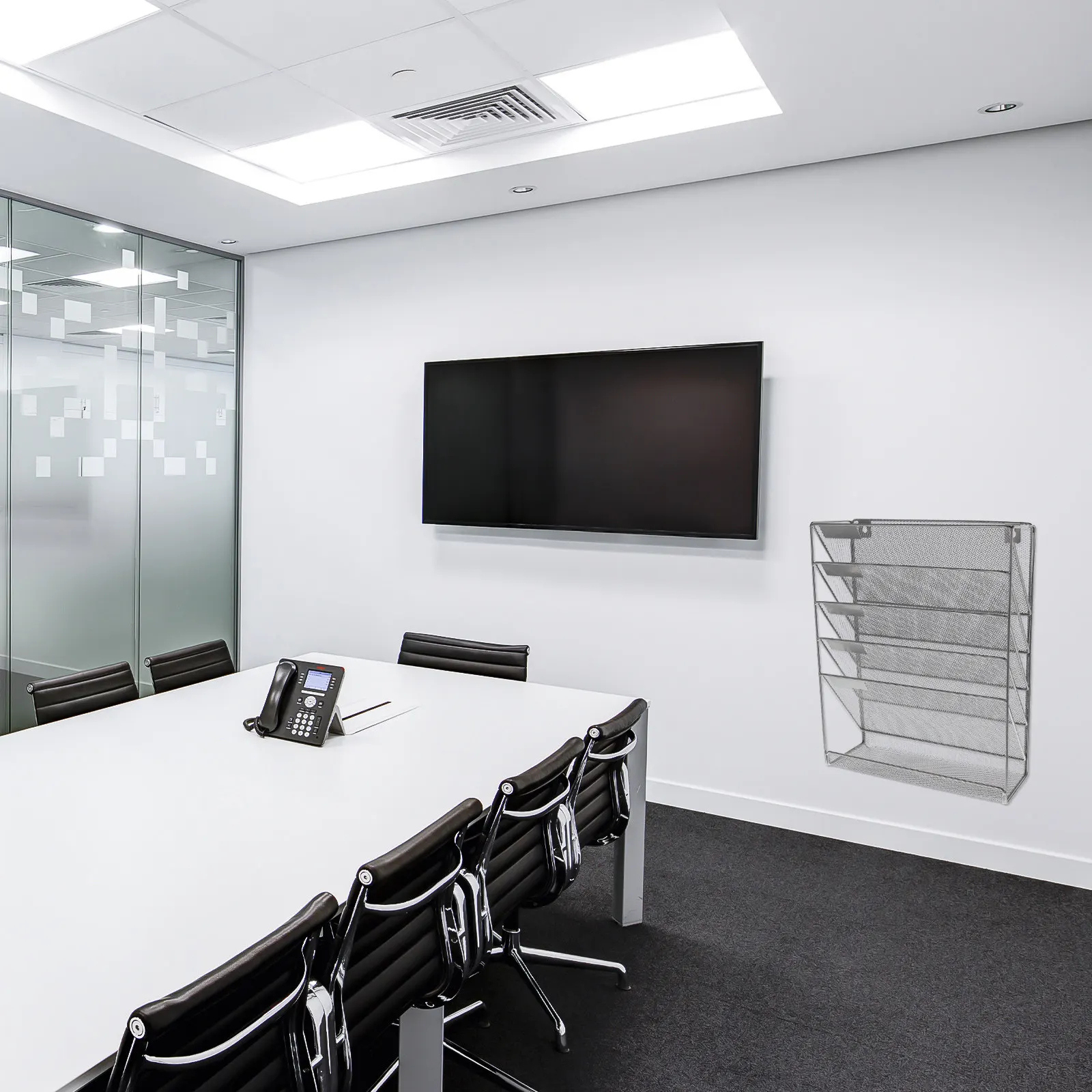 1Pcs 벽 파일 랙 매끄러운 표면 벽걸이 형 다층 사무실 파일 주최자 문서 보관 랙 벽걸이 주최자