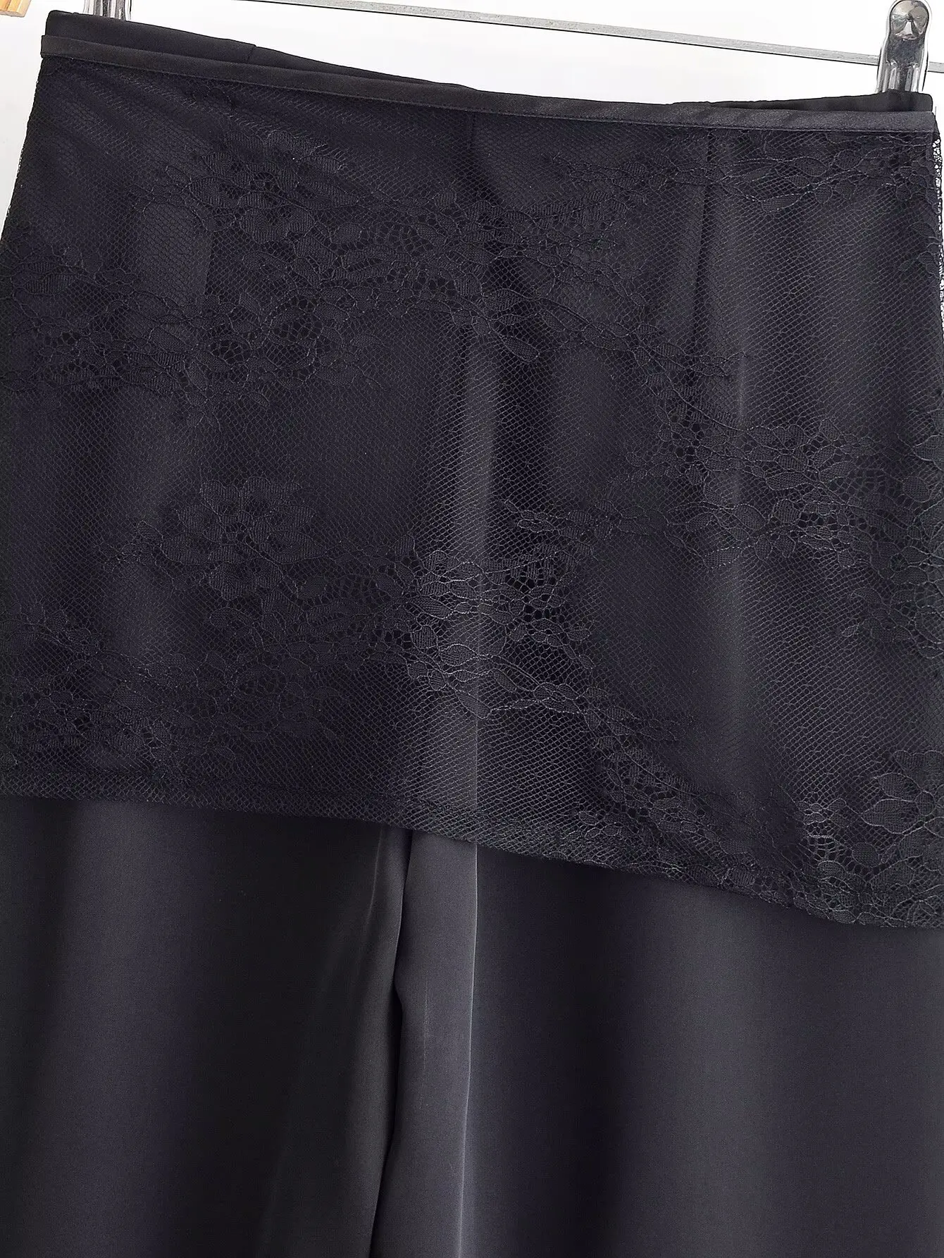 Woman High Waist Casual Long Pants Female Chic Waist Lace Scarf Lace-Up Design Satin Elegant Temperament OL High Street Trousers