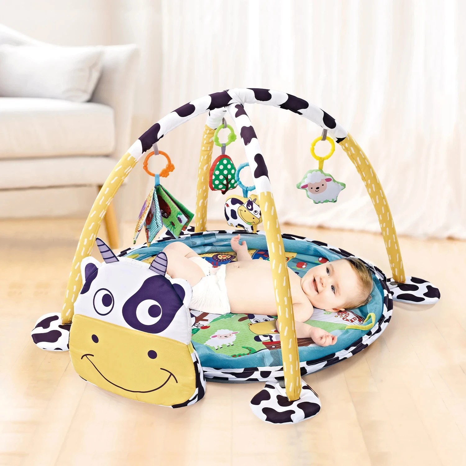 Multifunctional Baby Activity Fitness Frame Floor Mat Fence Activity Mat Newborn Sensory Skill Development Kids Rug Game
