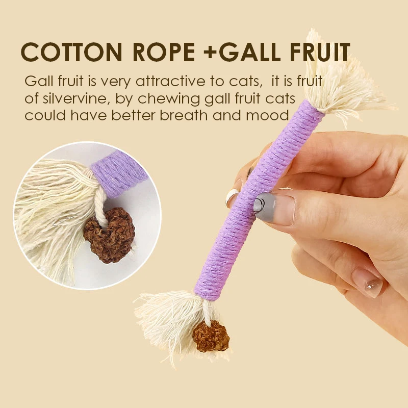 Cat Chew Toys Hand Knitting Molar Cotton Rope Toy Silvervine Cat Teaser Toy Clean Mouth Kitten Play Toy Pet Supplies Accessories - Image 2