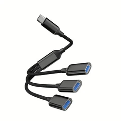 3 - Port USB Splitter Cable - Enhanced USB - A Expansion Hub (Type - C Black)
