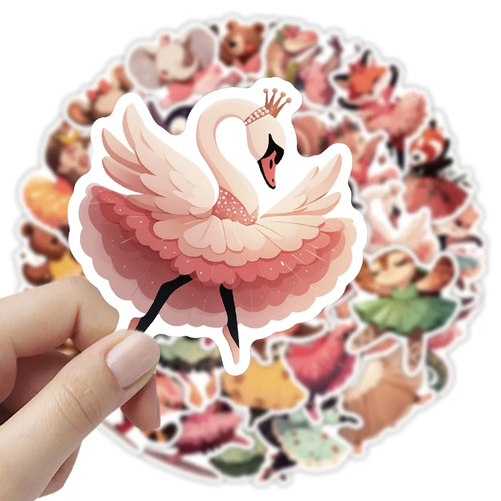 10/54PCS New Cartoon Ballet Small Animal Cute Hedgehog Lion Stickers Kawaii Animal Decal For DIY Skateboard Phone Laptop Kid Toy