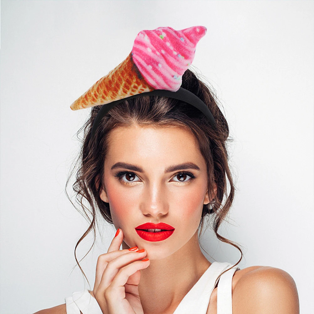 2Pcs Ice Cream Headband Hair Bands Headpiece Holiday Accessories for Women Hat Headgear Halloween Headbands Child Woman 2