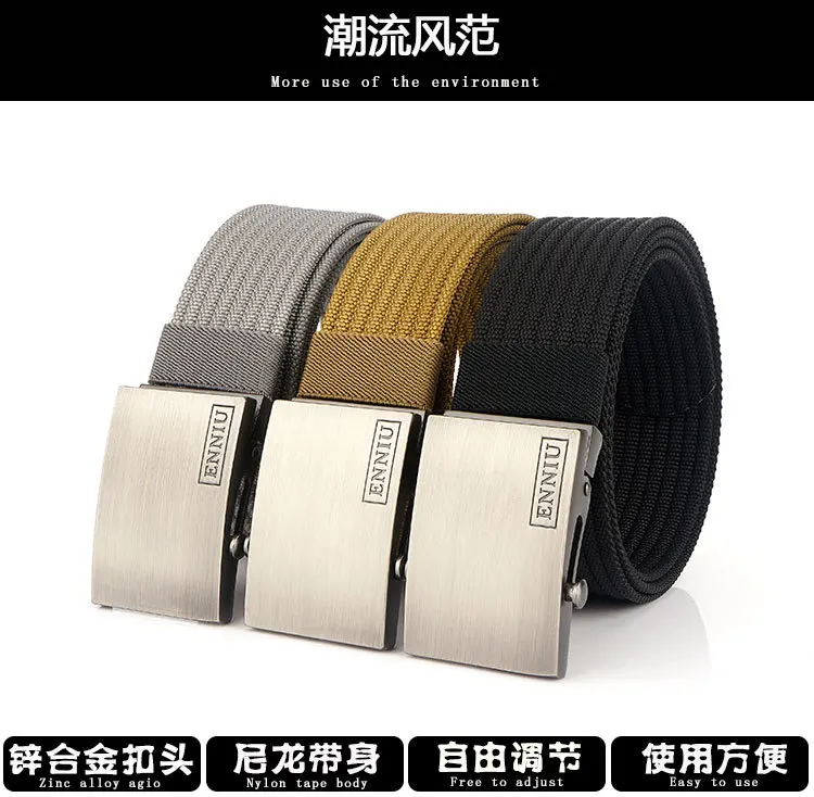 Nylon Tactical Belt For Men Metal Buckle Adjustable Belts Male Training Combat Elastic Canvas Waistband High Quality