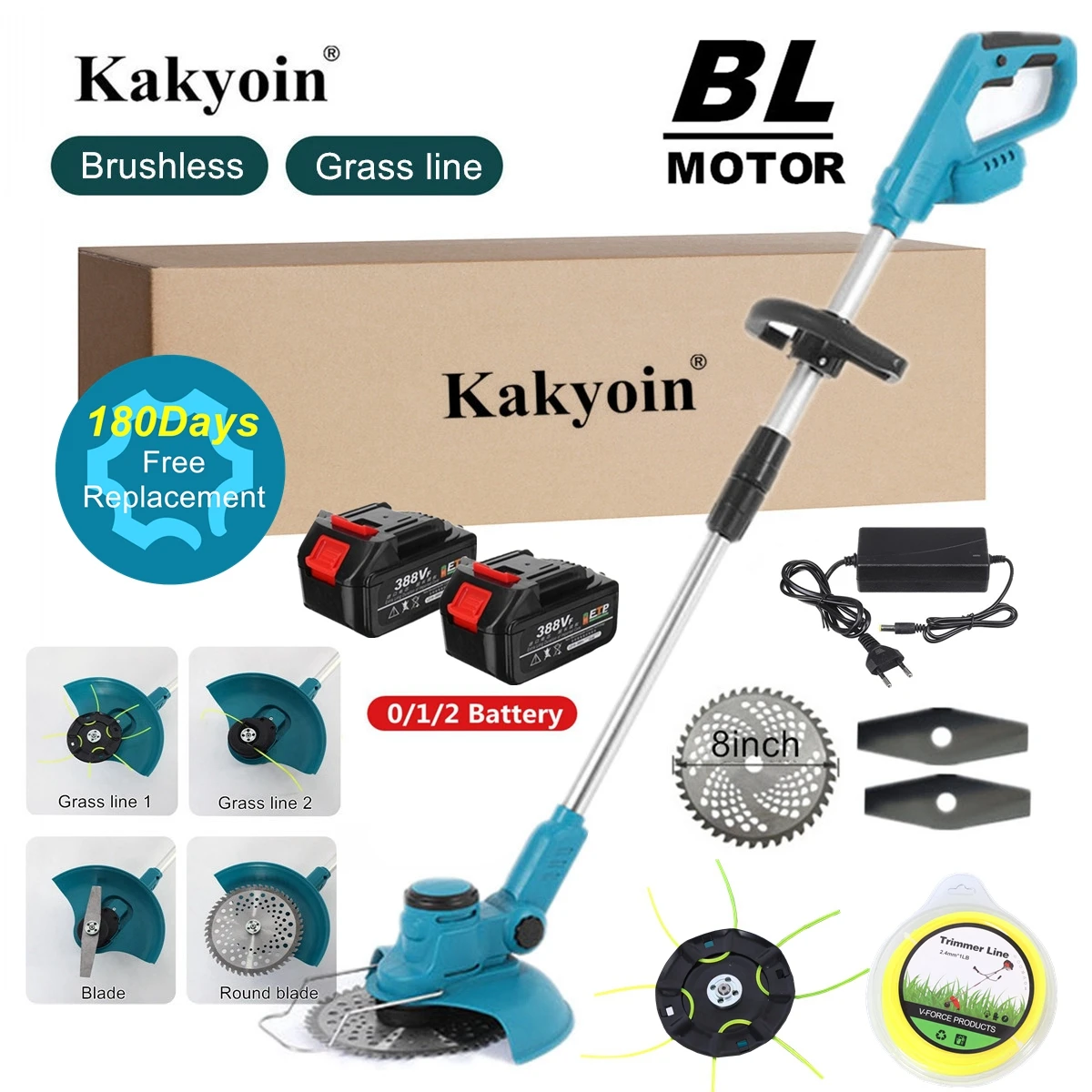 2500W 8 Inch Brushless Electric Grass Trimmer Cordless Lawn Mower Grass